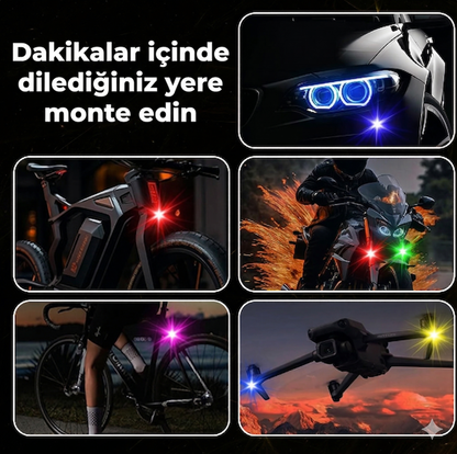 Mini RGB Uzaktan Kumandalı Araba Lambaları (USB-C ile Şarj Edilir)